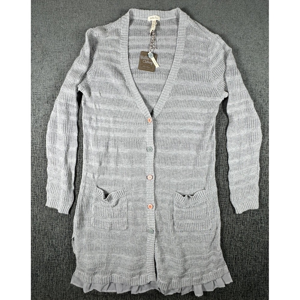 Matilda Jane Stay Cozy Cardigan Size Medium NWT Grey Sweater Womens